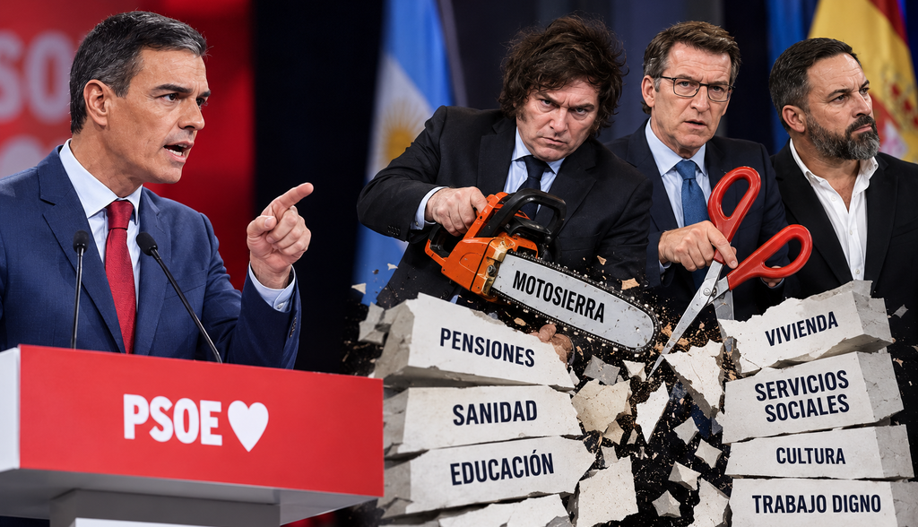 Sánchez ve a Milei, Feijóo y Abascal en «la misma peña» de «tijeretazos y motosierra»