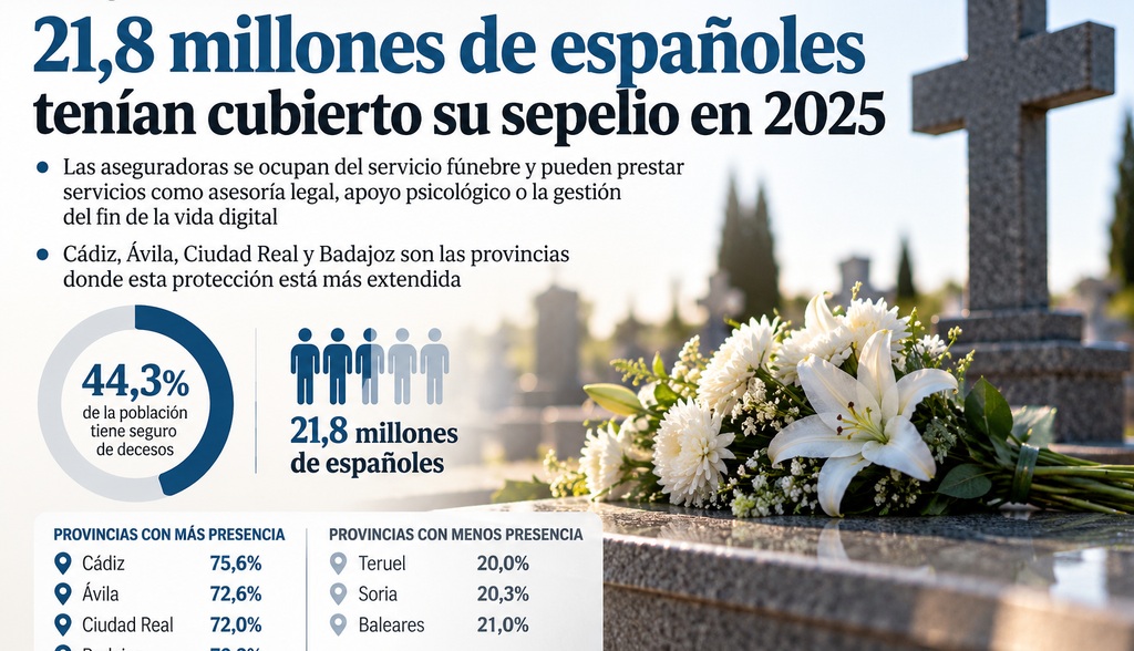 21,8 millones de españoles tenían cubierto su sepelio en 2025
