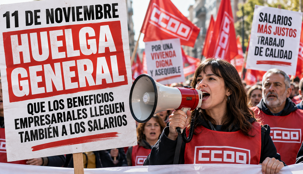 CCOO: "El 11 de noviembre vamos a la huelga para que los beneficios empresariales lleguen también a los salarios"