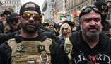 Enrique Tarrio, leader of the Proud Boys, at left, and group member Joe Biggs were sentenced to many years in federal prison. Stephanie Keith/Getty Images