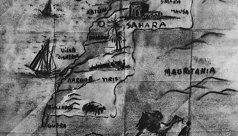 Mapa del Sahara Occidental, dibujado en 1940 por Tomás Ázcarate Ristori