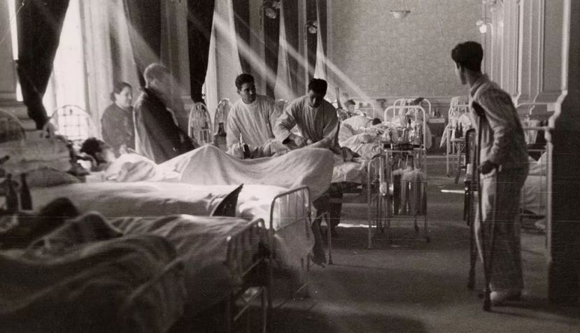 Heridos en el Hospital Militar de Madrid donde están atendiendo a enfermos y heridos durante la Guerra Civil. BNE -Biblioteca Digital Hispánica