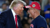 President Donald Trump greets a retired UAW autoworker while speaking at the General Motors Milford Proving Ground on July 27, 2026, in Milford, Mich. Andrew Harnik/Getty Images