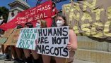 Change the Flag supporters protest on the steps of the statehouse on July 16, 2020 in Boston. Stuart Cahill/MediaNews Group/Boston Herald via Getty Images