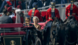 Ursula von der Leyen, la présidente de la Commission européenne, assiste au défilé de la 77e fête nationale indienne à Kartavya Path, à New Delhi. SajjadHussain/AFP