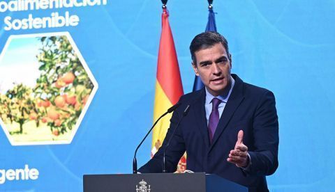 El presidente del Gobierno, Pedro Sánchez durante el acto del Programa Misiones de Ciencia e Innovación celebrado este miércoles en el Museo de Ciencia y Tecnología en Alcobendas, Madrid.