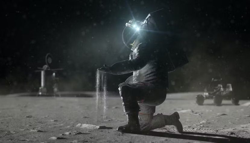 Recreación de un astronauta en la Luna. NASA