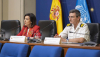 La ministra de Defensa, Margarita Robles, durante la reunión por videoconferencia con el mando del contingente desplegado en Líbano. / © lamoncloa.gob.es. Ministerio de la Presidencia.