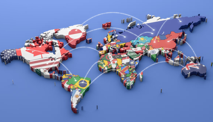 Mapa del mundo con vectores uniendo países Carlos andre Santos/Shutterstock