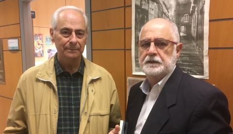 Paco Pérez (izquierda) con Paco Maseda en el nuevo Instituto de Filosofía de CSIC (foto de Roberto R. Aramayo)