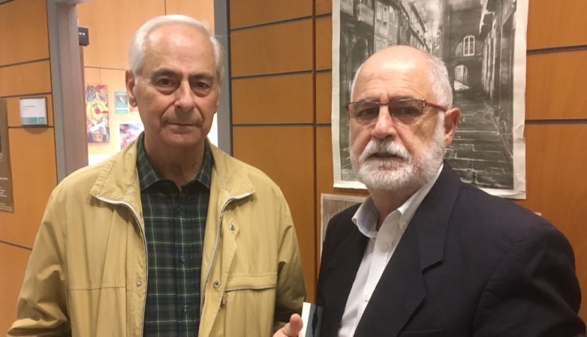 Paco Pérez (izquierda) con Paco Maseda en el nuevo Instituto de Filosofía de CSIC (foto de Roberto R. Aramayo)