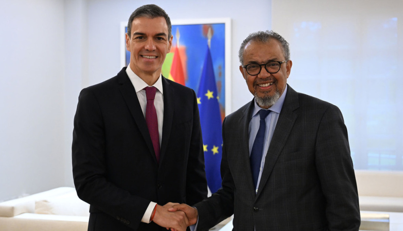 El presidente del Gobierno, Pedro Sánchez, en su encuentro con el director general de la Organización Mundial de la Salud (OMS), Tedros Adhanom. | Borja Puig de la Bellacasa. La Moncloa, Madrid - 12.5.2026