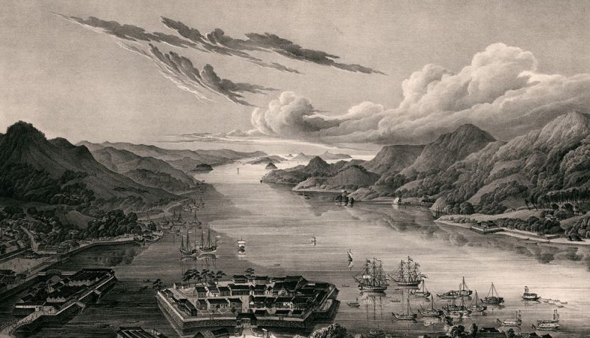 Vista de Dejima en la bahía de Nagasaki. / Wikipedia.