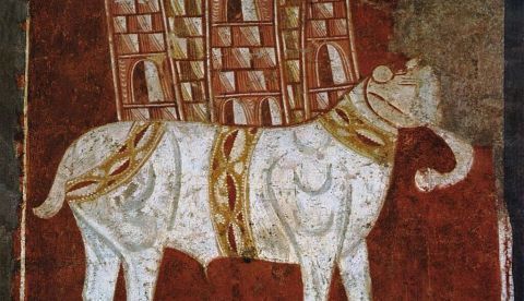 Pintura mural mozárabe de San Baudelio de Berlanga, actualmente en el museo del Prado. / Wikipedia