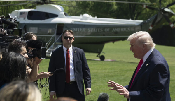 President Trump often stops to speak off the cuff with the press. Celal Gunes/Anadolu via Getty Images