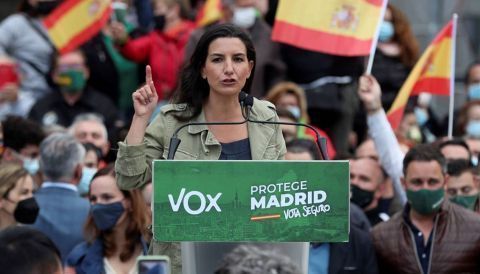La candidata de Vox a la presidencia de Madrid, Rocío Monasterio, en un acto electoral.