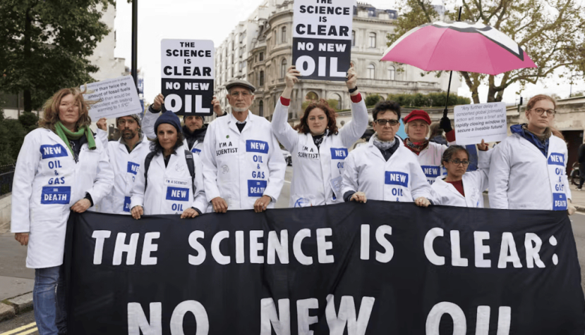 Scientists protest in London in October 2023. Crispin Hughes