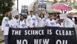 Scientists protest in London in October 2023. Crispin Hughes