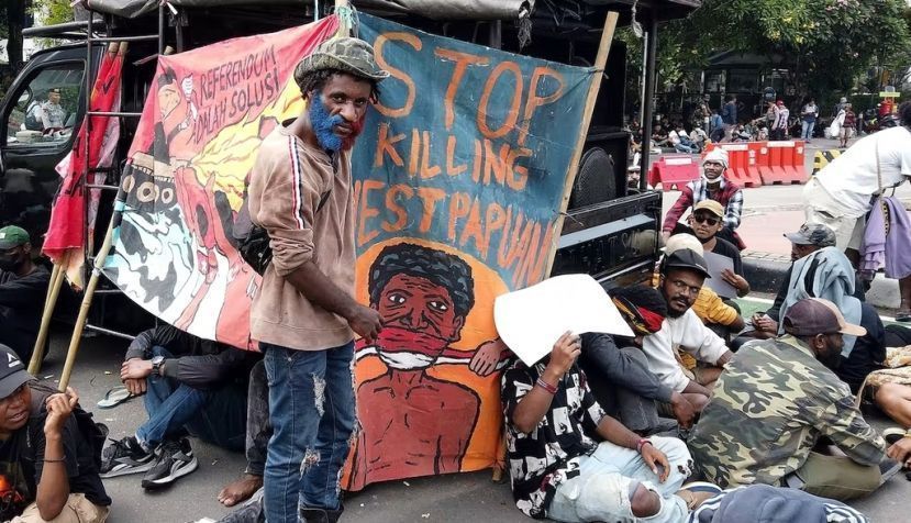 Free Papua activists protesting in Jakarta, December 2022. AAP