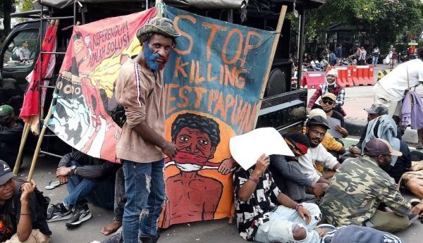 Free Papua activists protesting in Jakarta, December 2022. AAP