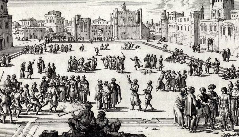 Representación de la venta de los prisioneros cristianos como esclavos en el mercado de Argel, de Jan Luyken. 1684. Amsterdam Historic Museum / Wikimedia Commons
