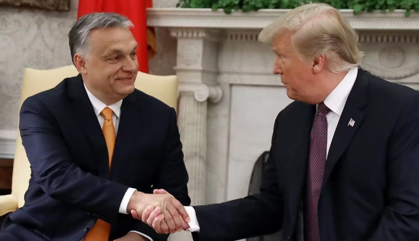  President Donald Trump shakes hands with Hungarian Prime Minister Viktor Orbán during a meeting in the Oval Office on May 13, 2019, in Washington, D.C. Mark Wilson/Getty Images