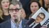 Le chef du Parti conservateur du Québec, Éric Duhaime, prend la parole lors du dévoilement de son programme de campagne électorale à Drummondville, le 14 août 2022. Les Québécois se rendront aux urnes le 3 octobre prochain. La Presse Canadienne/Graham Hughes