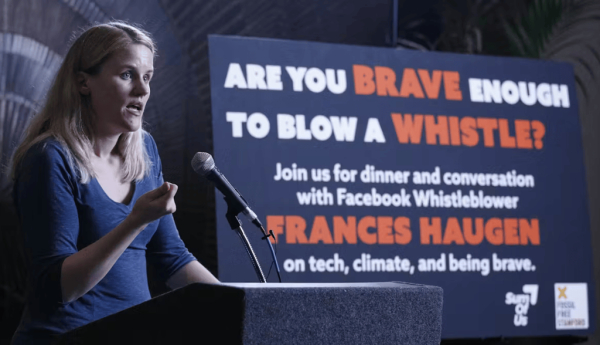 Facebook whistleblower Frances Haugen speaks at a conference in 2022. Kimberly White/Getty Images for SumOfUs
