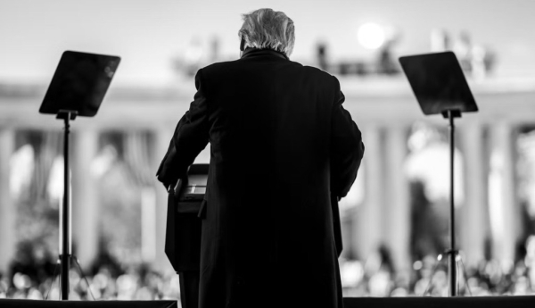 Donald Trump speaks at the Memorial Amphitheater of Arlington National Cemetery to mark Veterans Day in the US. Daniel Torok/White House Photo/Alamy Live News