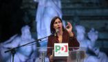 La secrétaire du Parti démocrate Elly Schlein, ici lors d’un discours lors d’une manifestation de l’opposition au gouvernement Meloni à Rome sur la Piazza del Popolo le 11 novembre 2023. Marco Iacobucci Epp/Shutterstock