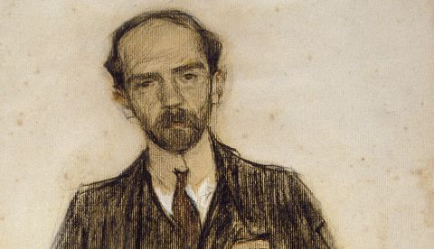 Retrato de Baroja realizado por Ramón Casas, se trata de un dibujo al carboncillo y pastel (ca. 1904) en su periodo inicial como escritor. / Wikipedia