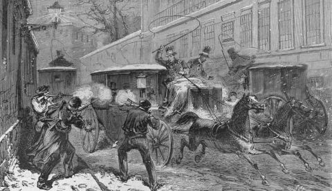 Atentado contra la vida del general Juan Prim en la calle del Turco, la noche del 27 de diciembre de 1870. / Wikipedia