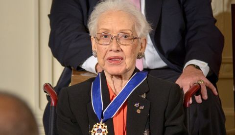 A handout photo made available by NASA on 24 February 2020, showing former NASA mathematician Katherine Johnson seen after President Barack Obama presented her with the Presidential Medal of Freedom, 24 November 2015, during a ceremony in the East Room of the White House in Washington. EFE/EPA/NASA / BILL INGALLS