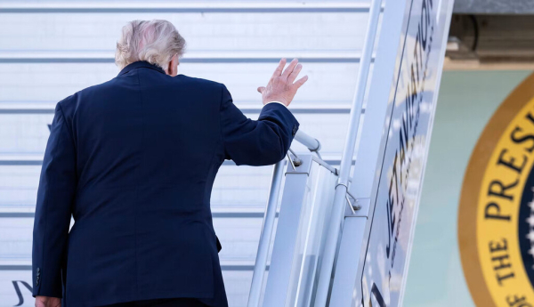 President Donald Trump boards Air Force One at Geneva Airport on June 17, 2026. Martial Trezzini/Keystone/Pool via AP