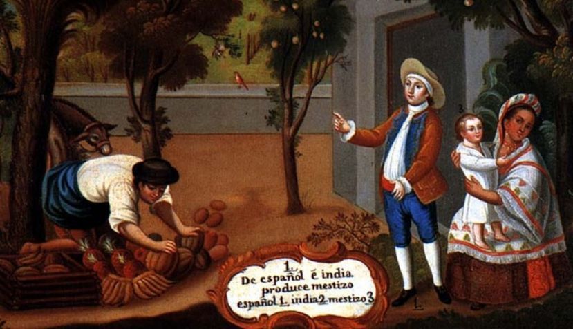 Familia mestiza del XVIII. El mestizaje no se limitó a la etapa de la conquista. / Wikipedia