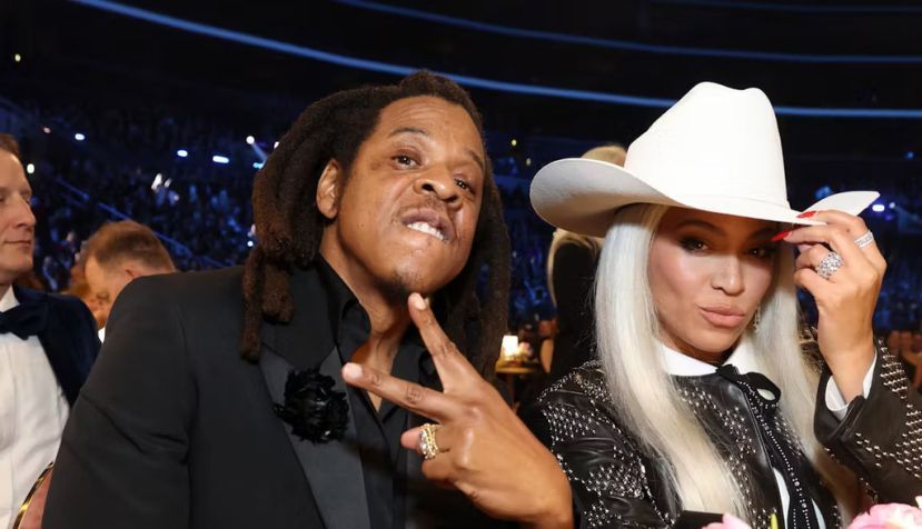 Beyoncé and her husband, Jay-Z, at the 66th Grammy Awards on Feb. 4, 2024, in Los Angeles. Kevin Mazur/Getty Images