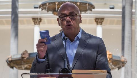 El presidente de la Asamblea Nacional de Venezuela, Jorge Rodríguez en Caracas (Venezuela).