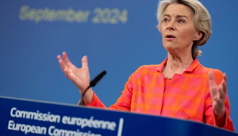 La presidenta de la Comisión Europea, Ursula von der Leyen, durante una conferencia de prensa en la sede de la UE en Bruselas, Bélgica, el 19 de septiembre de 2024. Alexandros Michailidis/Shutterstock