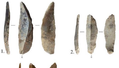 Foto distribuida por la Universtitat de Barcelona de un equipo del Seminario de Investigaciones Prehistóricas de la Universidad de Barcelona (UB), que ha hallado en la cueva Foradada de Calafell (Tarragona) herramientas de caza de hace entre 40.000 y 41.000 años, las muestras de cultura châtelperroniana halladas más al sur de Europa hasta ahora. EFE/UB 