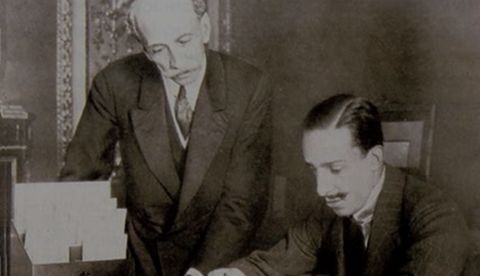 Alfonso XIII (d) y Eduardo Dato.