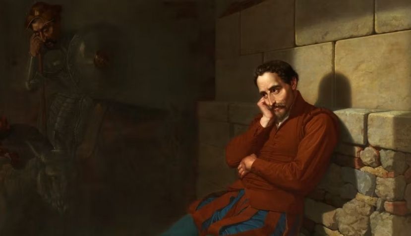 ‘Miguel de Cervantes, imaginando El Quijote’ de Mariano de la Roca y Delgado. Museo del Prado