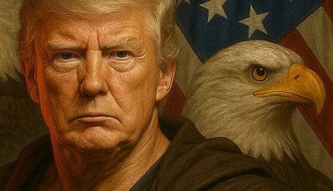 Imagen hecha con IA de Donald Trump colgada en la cuenta de X.com de la Casa Blanca en 2025. Wikimedia Commons.