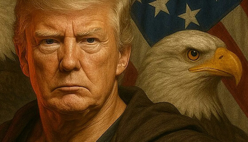 Imagen hecha con IA de Donald Trump colgada en la cuenta de X.com de la Casa Blanca en 2025. Wikimedia Commons.