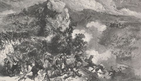 El combate de Mañaria, cerca de Bilbao, dibujo de Vierge (Le Monde Illustré, 14 de mayo de 1872) / Wikipedia