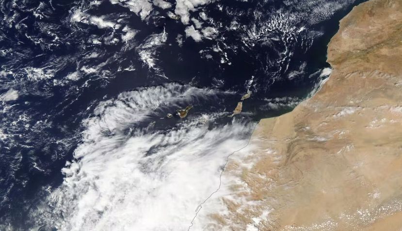  Imagen de la tormenta tropical Hermine acercándose a Canarias el 23 de septiembre de 2022. NASA