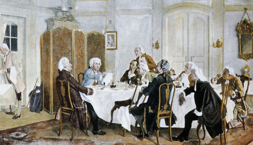 Kant con sus comensales hacia 1788 (Emil Doerstling, 1892). Wikimedia Commons