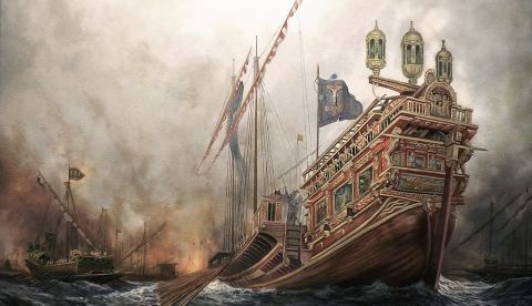 Batalla de Lepanto por Jose Ferre Clauzel. / Wikipedia