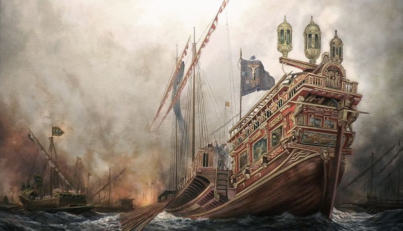 Batalla de Lepanto por Jose Ferre Clauzel. / Wikipedia