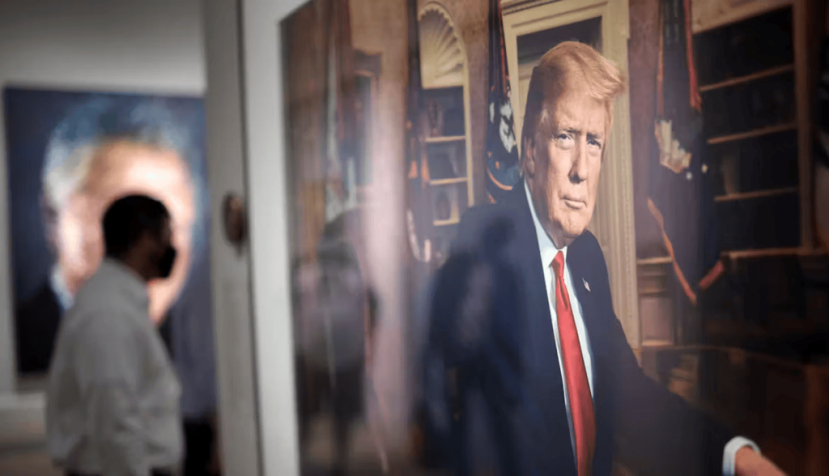 A portrait of President Donald Trump in the ‘America’s Presidents’ exhibition at the Smithsonian Institution’s National Portrait Gallery. Win McNamee/Getty Images