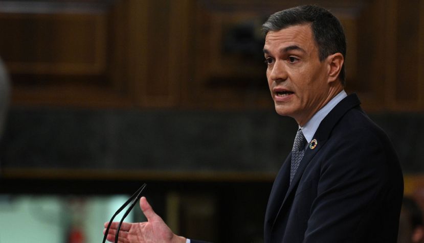 El jefe del Ejecutivo, Pedro Sánchez, durante su intervención inicial en el Debate sobre el Estado de la Nación. / La Moncloa.